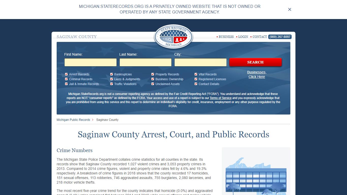 Saginaw County Arrest, Court, and Public Records